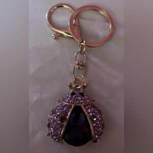 Purple ladybug bag charm/keychain